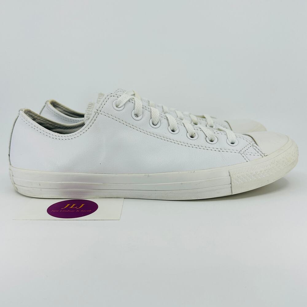 Converse Men's Chuck Taylor All Star Mono White Leather Sneakers 136823C Size 10